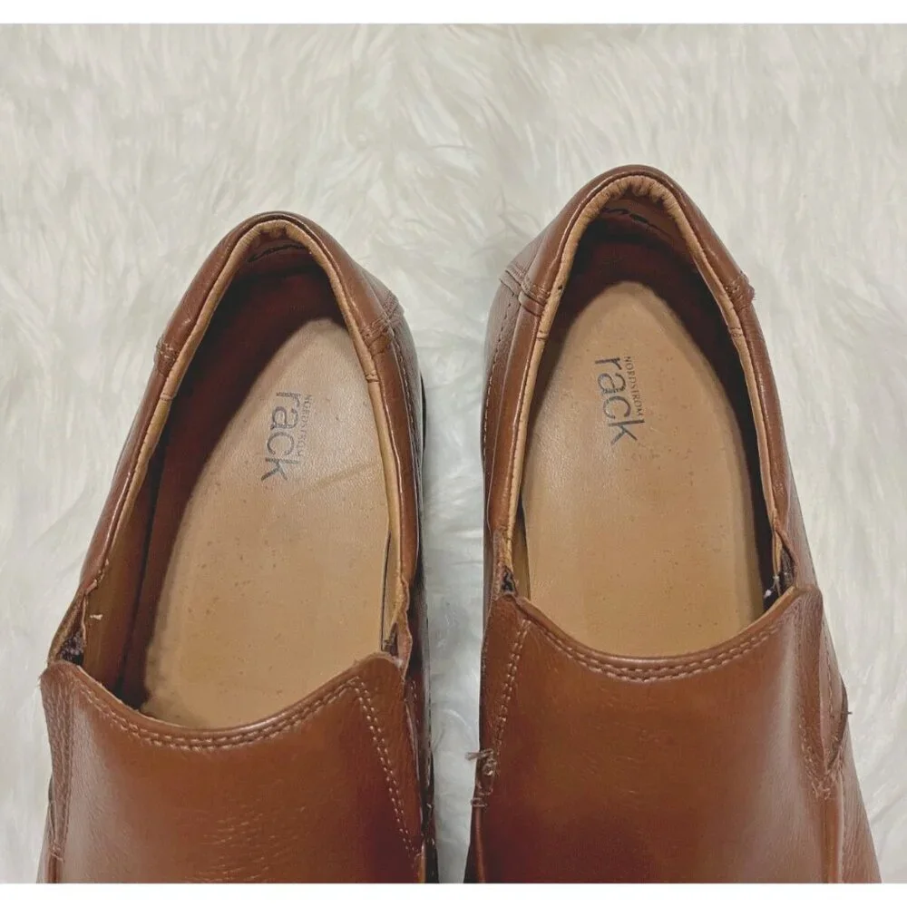 Nordstrom Rack Leather Slip On Dress Shoes Mens Size 11M Brown Absolut Comfort